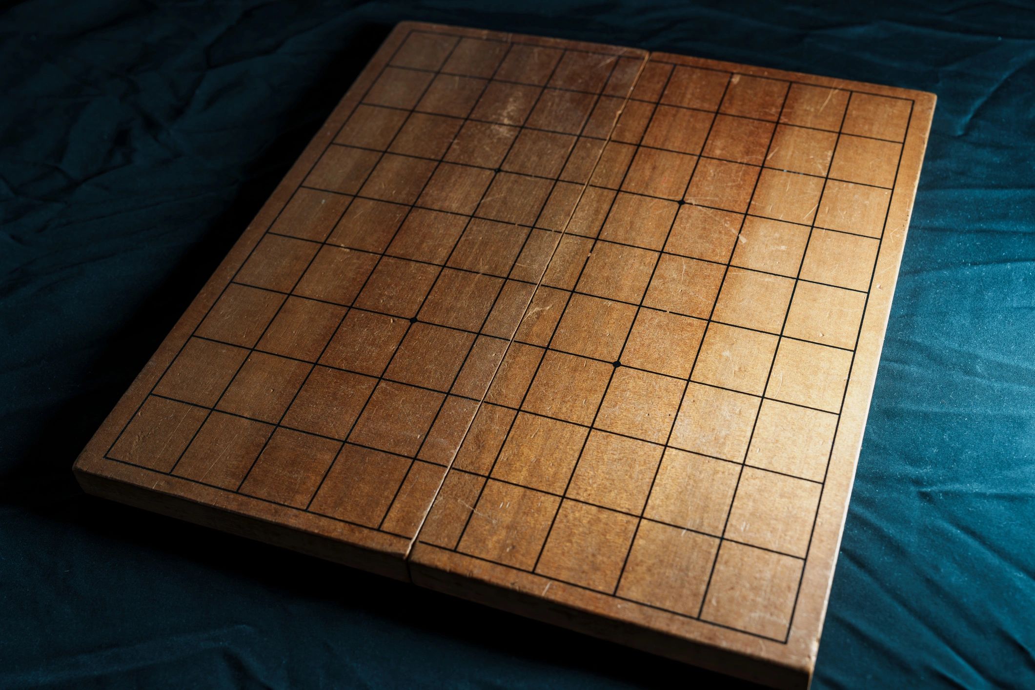Strategy board with carved pieces